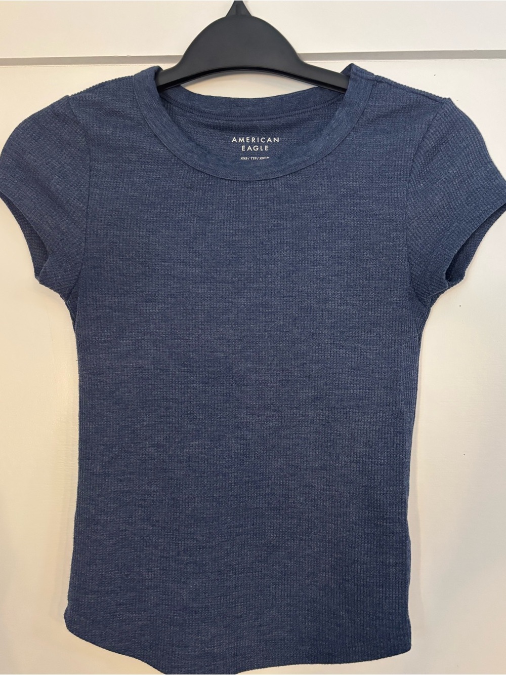 American Eagle Outfitters Navy Ribbed Short Sleeve Tee